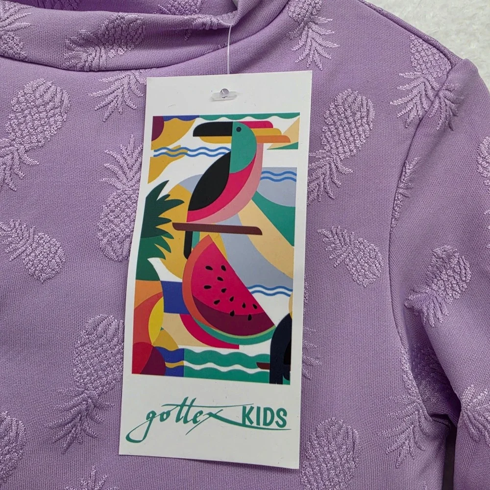 *NWT* Gottex Kids Purple Pineapple Textured Rash Guard Swimsuit Set Size 6